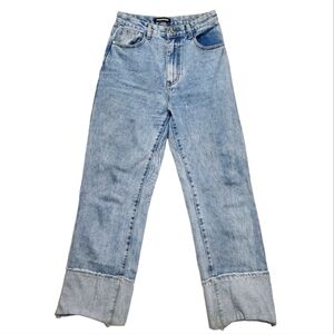 Momokrom Size 26 Hi-Rise Wide Leg Jeans Light Blue